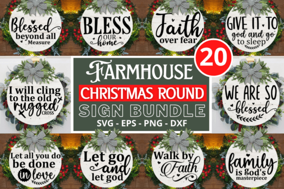 Download Farmhouse Christmas Round Sign Bundle - Christmas round sign bundle Collection