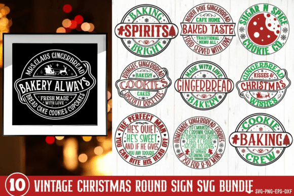 Download Vintage Christmas Round Sign Bundle - Christmas round sign bundle Collection